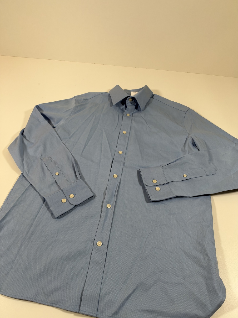 Banana Republic Dress Shirt Mens L Blue Solid Slim Fit Cotton Long Sleeve Woven